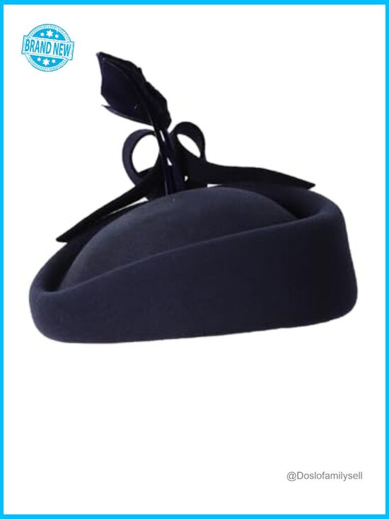 Wool Felt Fascinator Hat with Feather - Classic Formal Pillbox for Wedding Tea